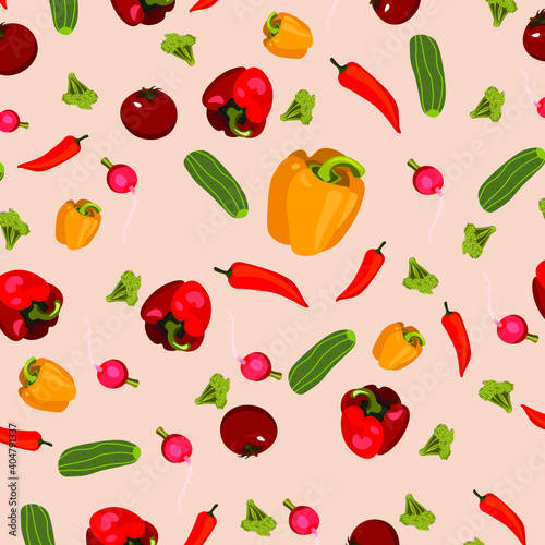 The illustration shows a pattern of vegetables.