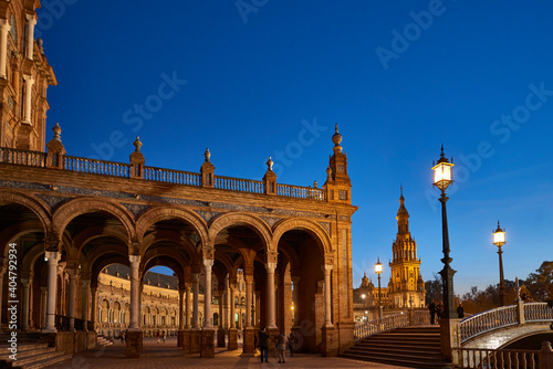 Plaza de España, Seville, built for the Ibero-American Exposition of 1929, Seville, Andalusia, Spain, Europe.