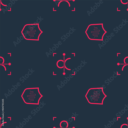 Set Shield voice recognition and Face on seamless pattern. Vector.