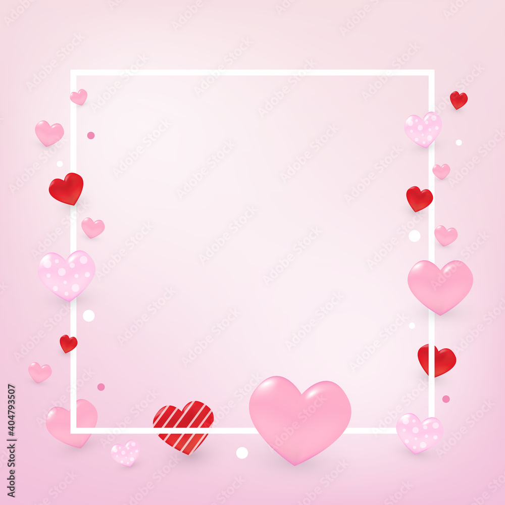 Valentine's day concept many heart on with copy space pink.