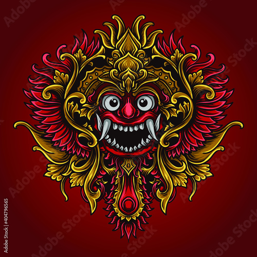 artwork  illustration and t-shirt design balinese barong premium vector