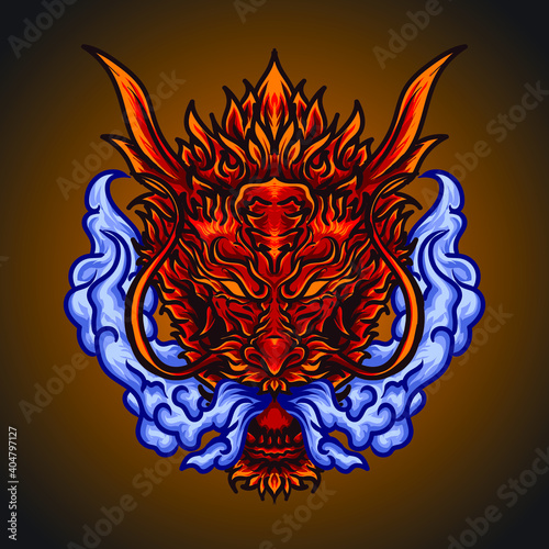 artwork  illustration and t-shirt design red dragon premium vector