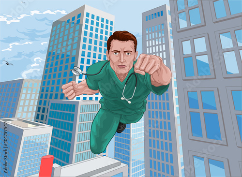 Doctor or nurse in scrubs s...
