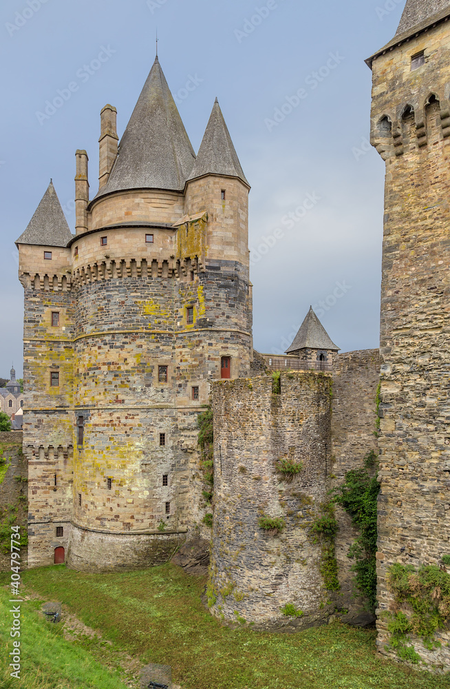 Vitre, France. Towers and castle walls