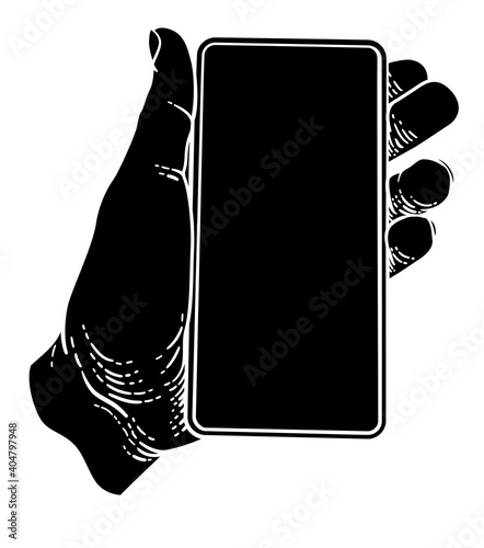 A hand holding a mobile pho...