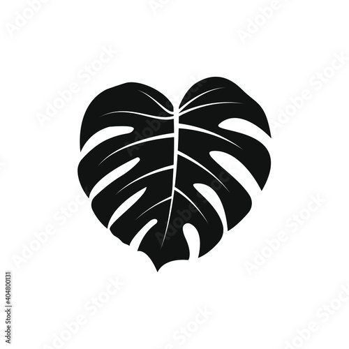 Monstera leaf icon flat style isolated on white background. Vector illustration