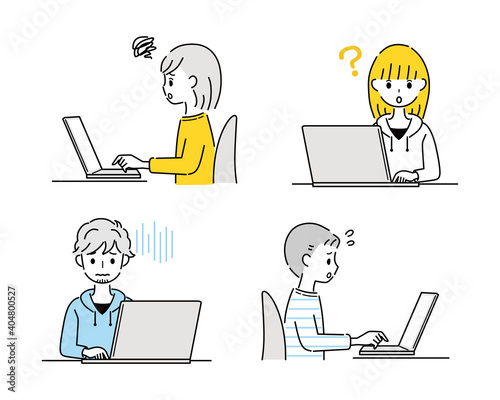 PC　女性　男性　セット　トラブル