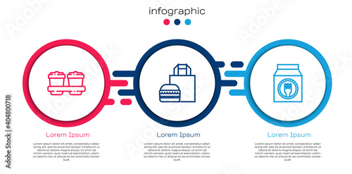 Set line Coffee cup to go, Online ordering burger delivery and and. Business infographic template. Vector.