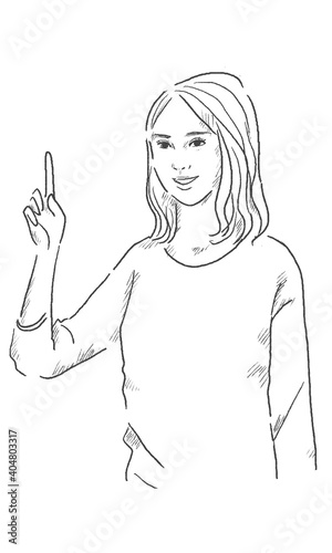 Female line art illustration to explain