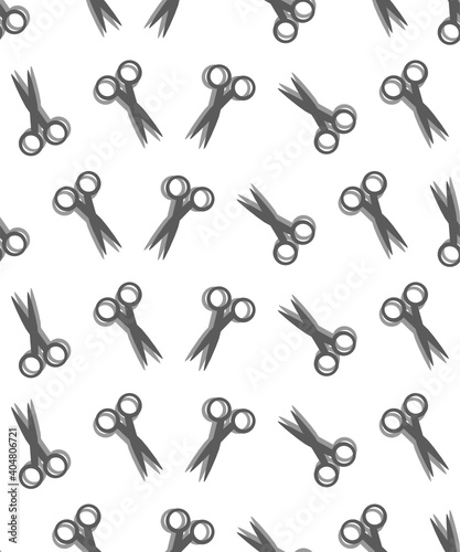 Scissors spinning turned 3d shadow barber seamless vector graphic pattern isolated