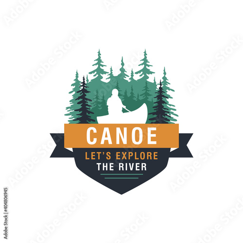 Vintage mountain, rafting, kayaking, paddling, canoeing camp logo, labels and badges