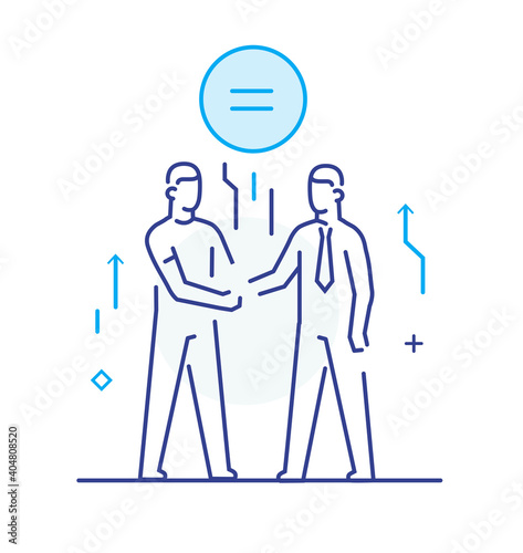 Equal opportunities, protection of rights. Activist, businessman, volunteer. Flat illustration Icons infographics. Landing page site print poster. Eps vector.