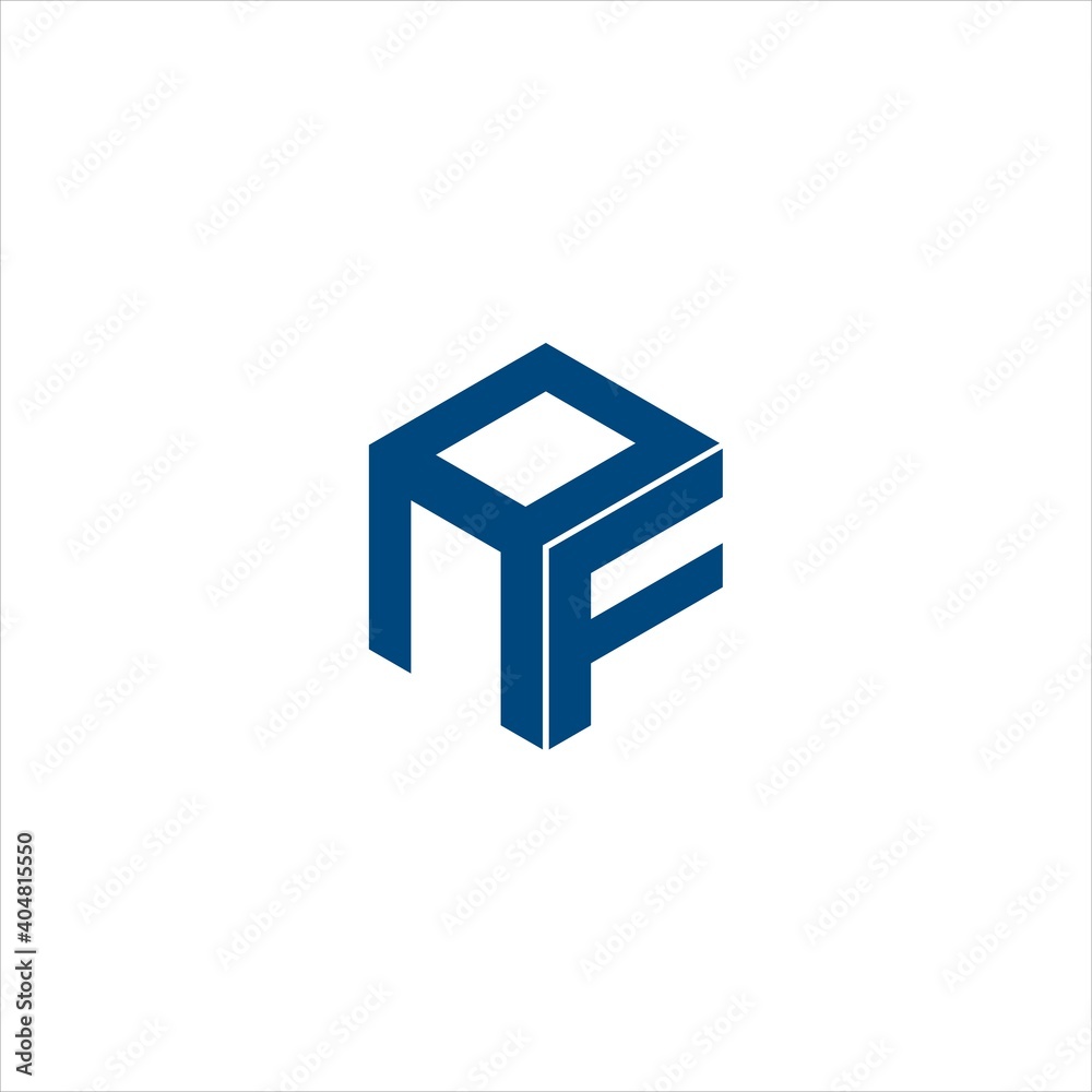 Geometric AF Logo Design Vector with Cube Polygon Shape