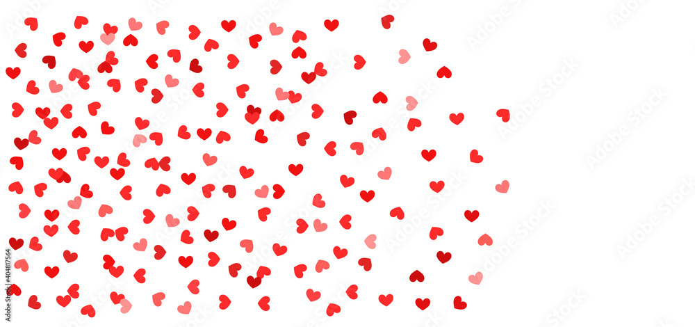 Red hearts confetti love background.