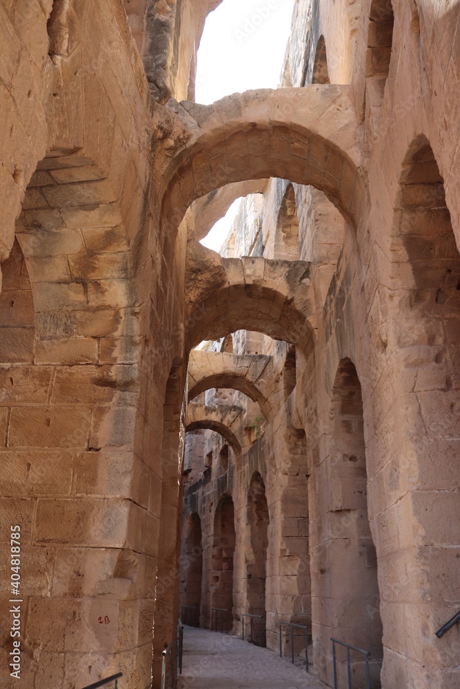 El Djem Amphitheatre in the city of El Djem Tunisia Columns of Stone