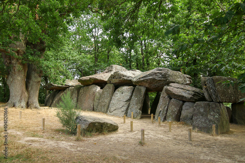 Dolmen La Roche aux Fees - one the most famous and largest neolithic dolmens in Brittany
