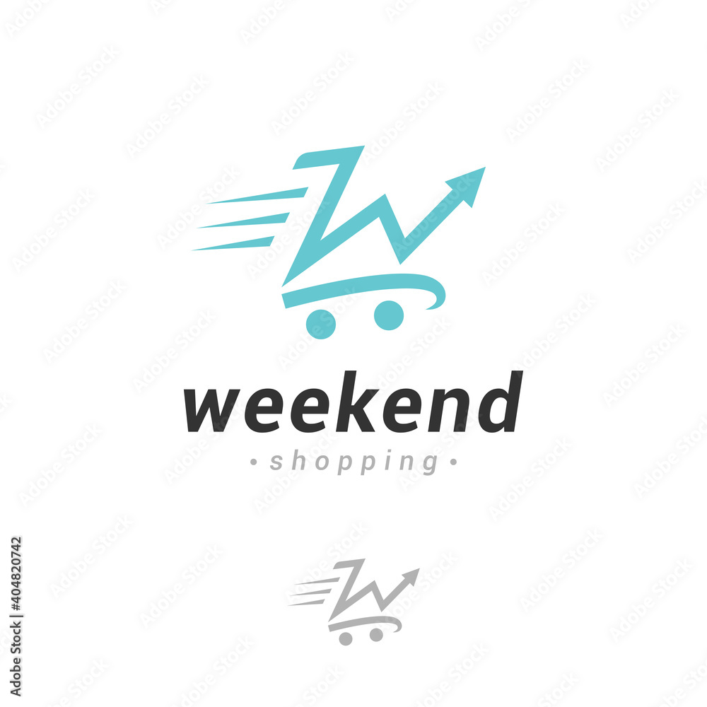 Letter W shopping cart logo vector with arrow icon in white background Letter W shopping cart logo vector with arrow icon in white background