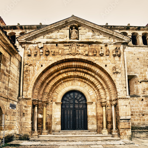 View of medieval building made of stone and brick photo