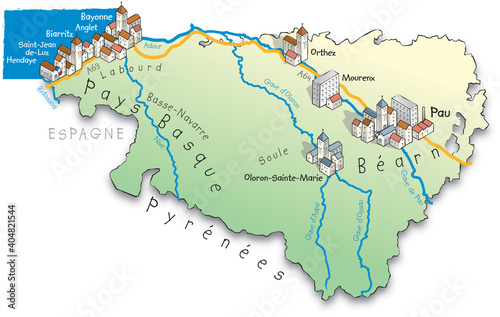 64 Carte du département des Pyrénées-Atlantique (en français)