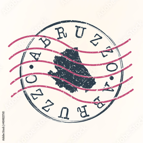 Abruzzo, Italy Stamp Postal. Map Silhouette Seal. Passport Round Design. Vector Icon. Design Retro Travel.