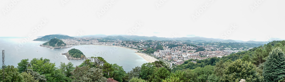 Overview of the bay of San Sebastian in cloudy weather