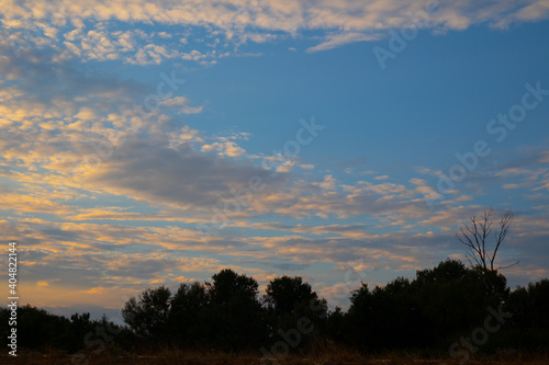 Colorful yellow clouds at blue sky