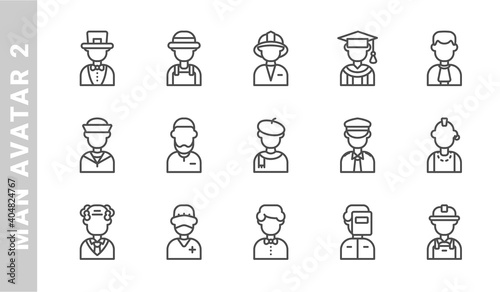 man avatar 2, elements of avatar icon set. Outline Style. each made in 64x64 pixel