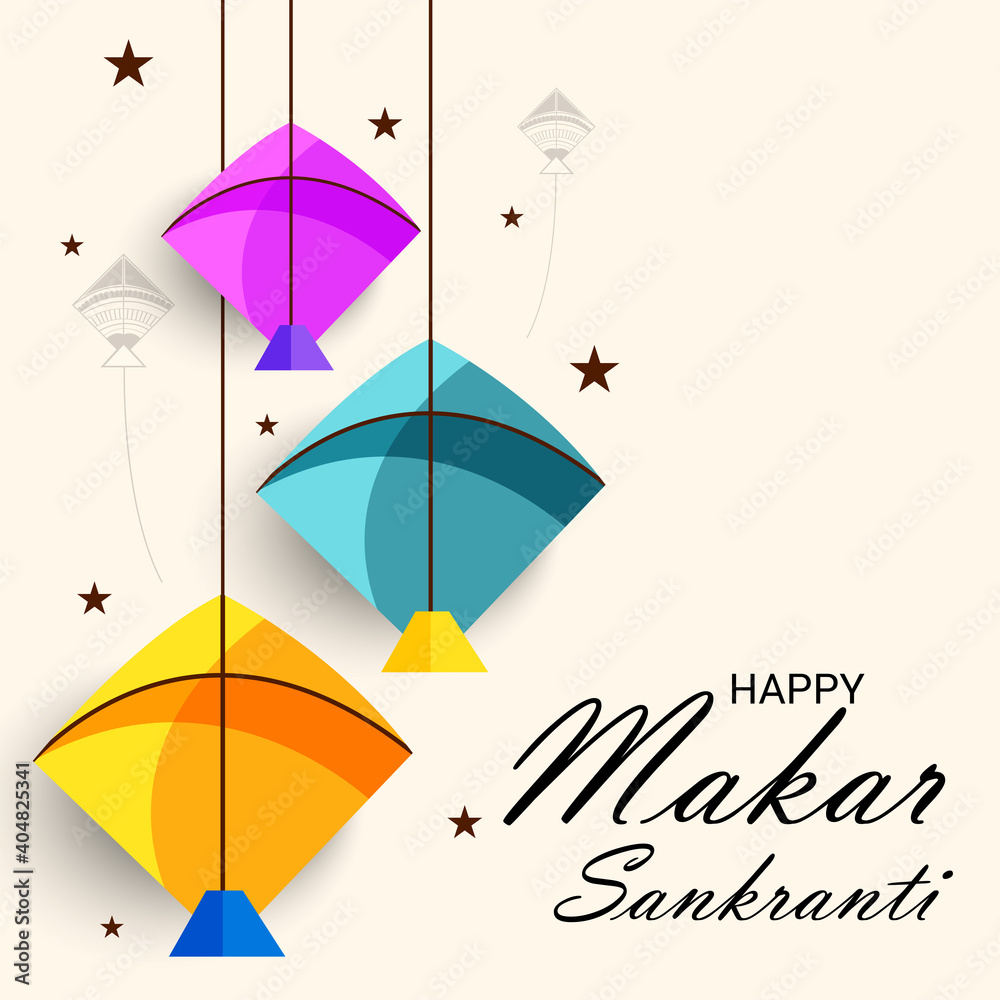 Φωτογραφία Vector illustration of a Background for Traditional Indian Festival Celebrate Makar Sankranti with Colorful Kites