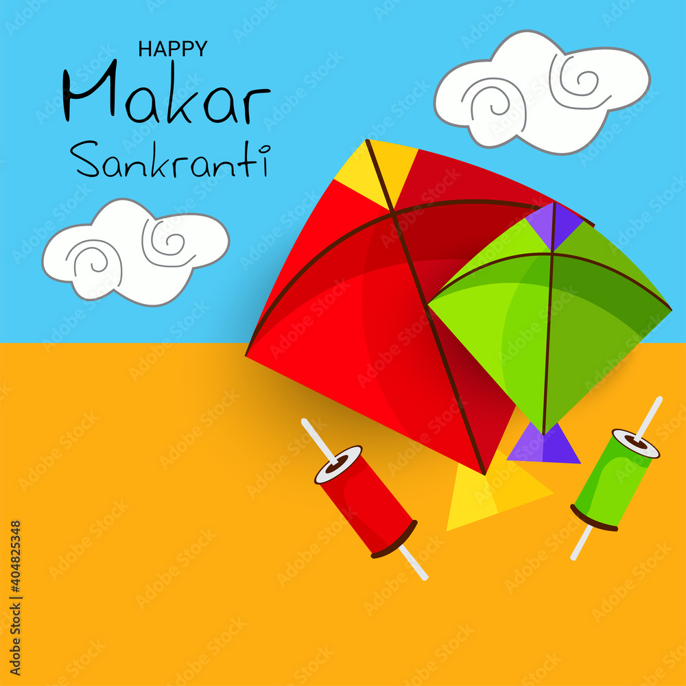 Φωτογραφία Vector illustration of a Background for Traditional Indian Festival Celebrate Makar Sankranti with Colorful Kites