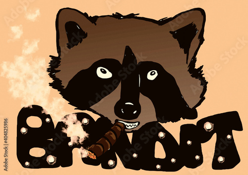 Vintage bandit raccoon with cigar