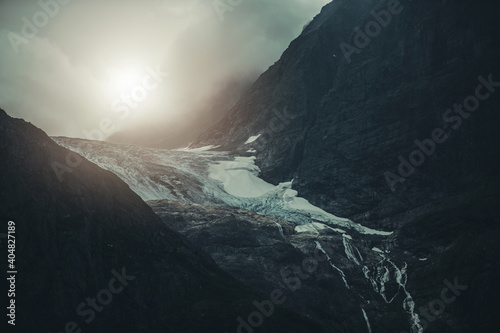 Dramatic Landscape of Alpine Glacier