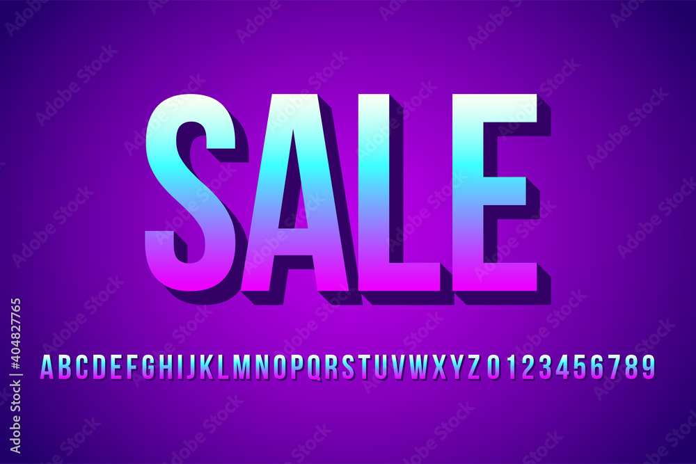 Modern colored font with volume effect Modern colored font with volume effect