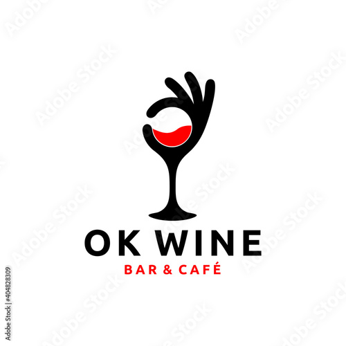 Ok hands with Red Wine, Sommelier. Vector Illustration Isolated on White