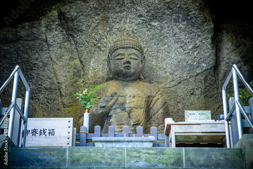 Photograph of Usuki Stone Buddha, a national treasure of Japan photo