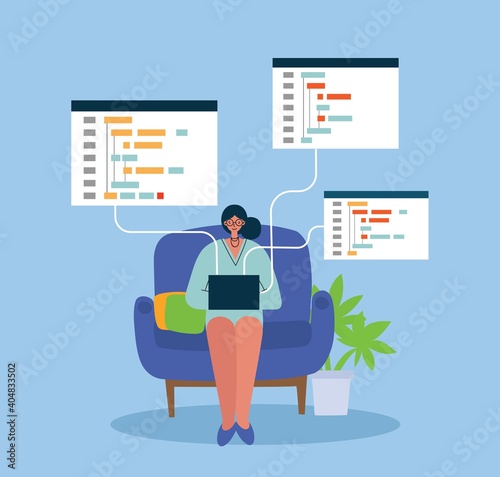 Programming and coding, Website development, Web design.Flat design modern vector illustration concept.