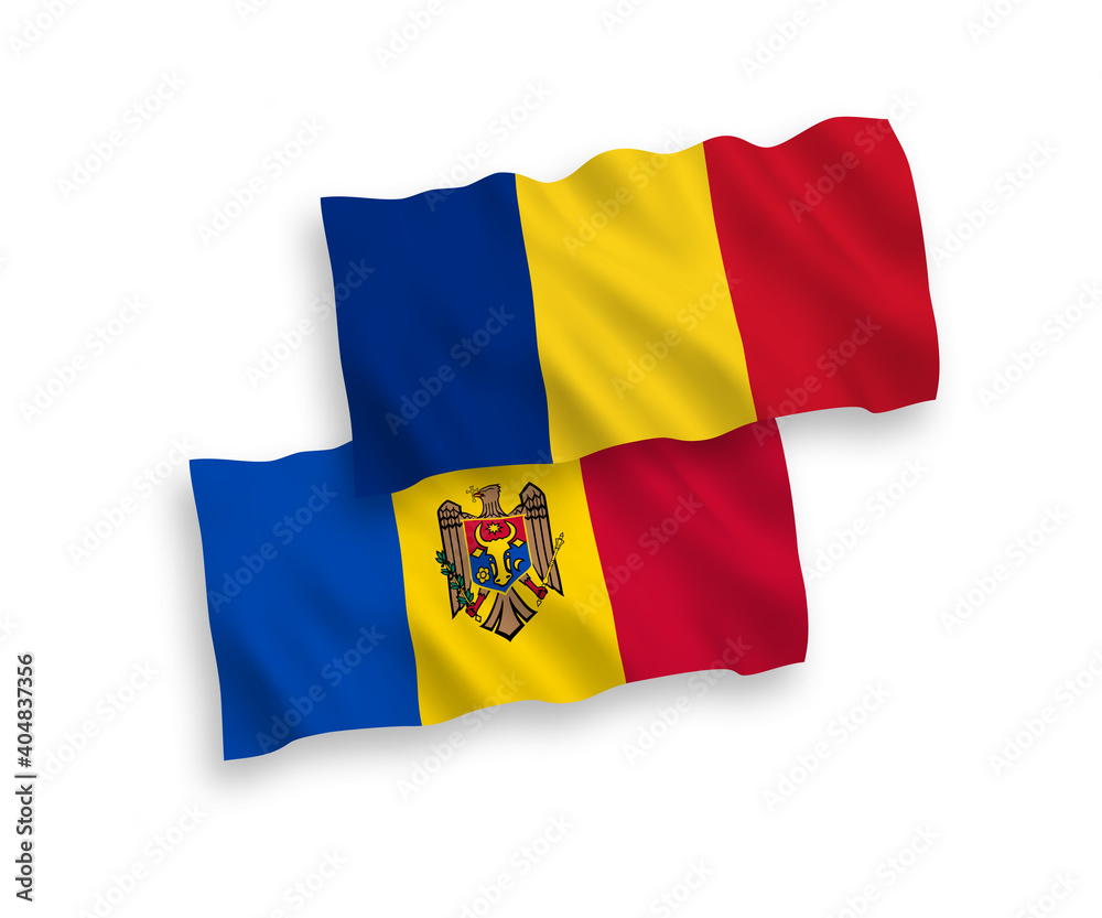 Flags of Romania and Moldova on a white background Flags of Romania and Moldova on a white background