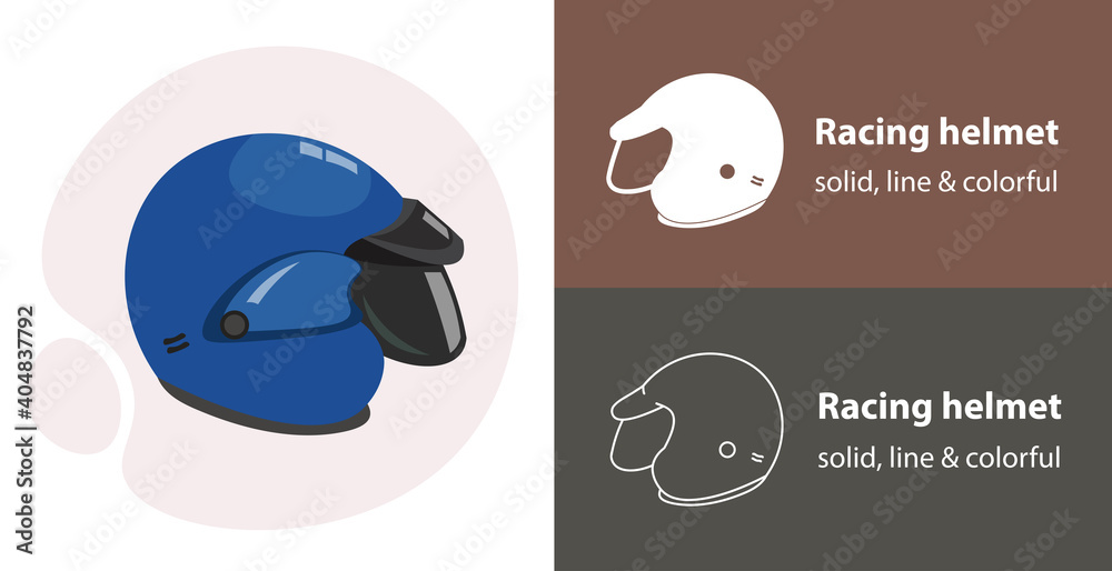 motorcycle helmet isolated vector icon. racing sport line solid flar icon