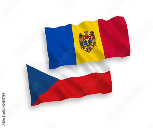 Flags of Czech Republic and Moldova on a white background