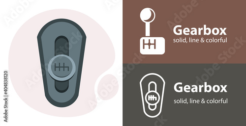 gear box isolated vector icon. racing sport line solid flar icon