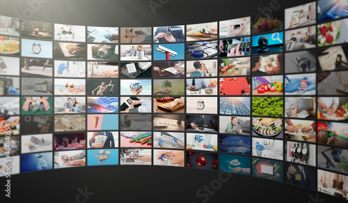 Television streaming, multimedia wall concept