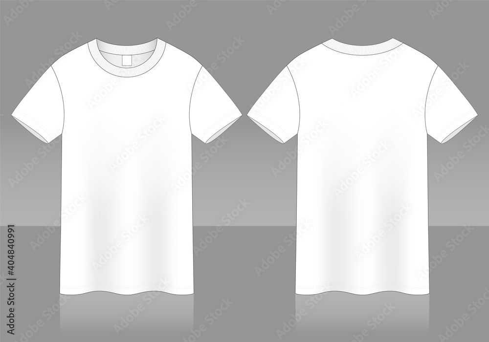Blank Short Sleeve T-Shirt Template On Gray Background.Front and Back ...