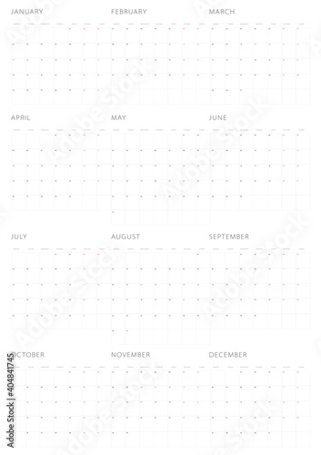 Simple Calendar template for 2021 on White Background. Week starts from Monday.