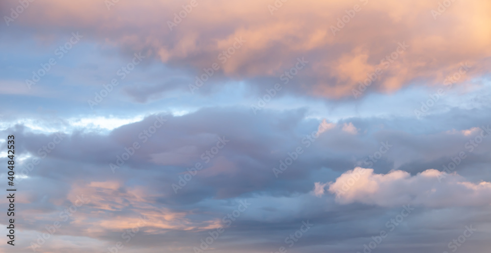 Beautiful sky with clouds at sunset, sky remplacement, nature background
