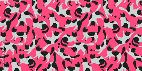 seamless pattern with cats on a pink background
