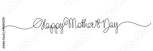 Happy Mother's Day handwritten lettering. Continuous line drawing text design. Vector illustration