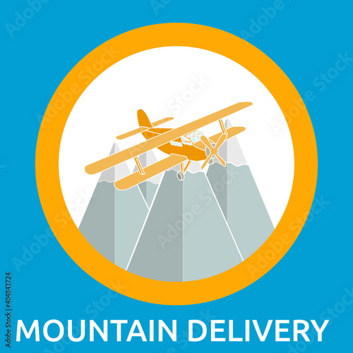 Air delivery to the mountains, anywhere in the world. Hand-drawn vector illustration on light background. EPS10