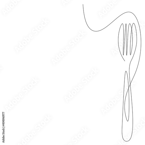 Fork line drawing, vector illustration