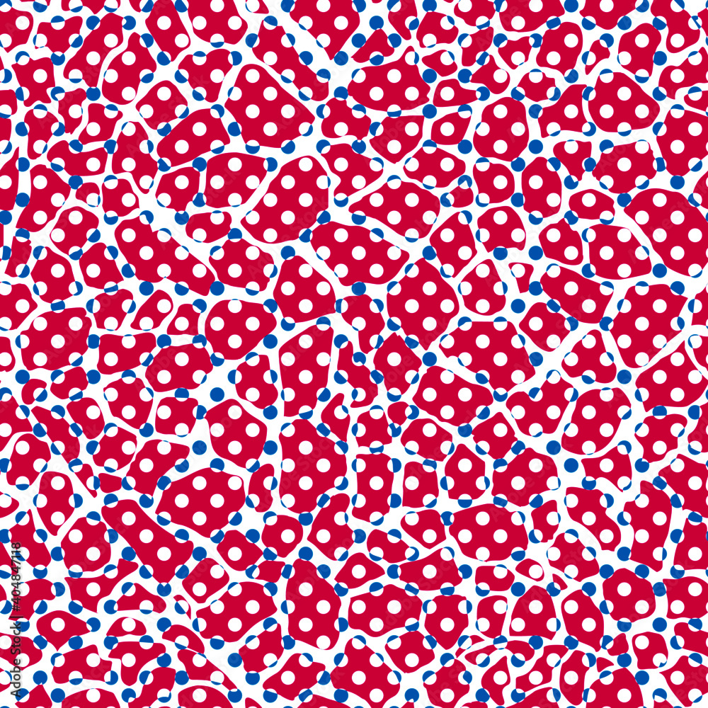 Seamless pattern of blue, pink and white dots on white background. Seamless pattern of blue, pink and white dots on white background.