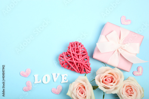 beautiful valentine's day background on colored background with place for text © White bear studio 