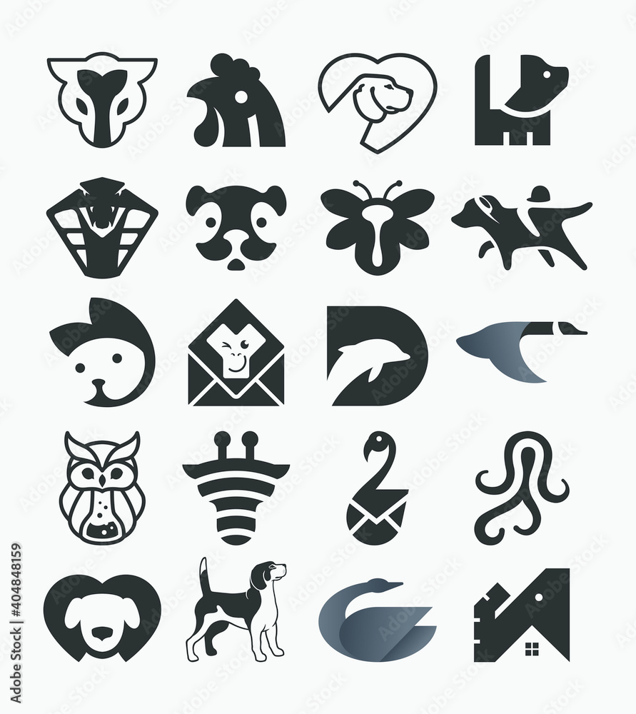 Biggest Collection animal logos black and white